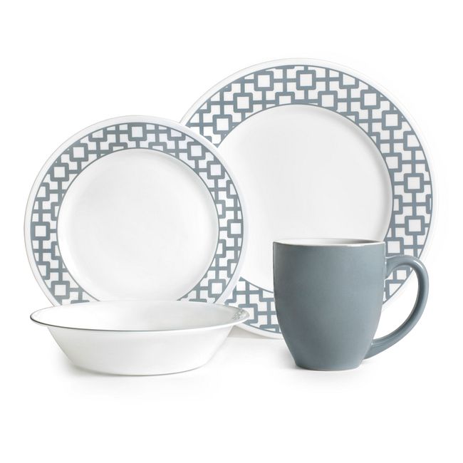 Urban Grid 16-piece Dinnerware Set, Service for 4