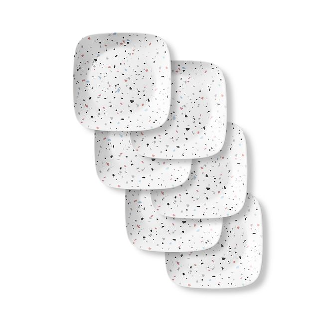 Terrazzo Rosa Square 9” Salad Plate Set, 6-pk