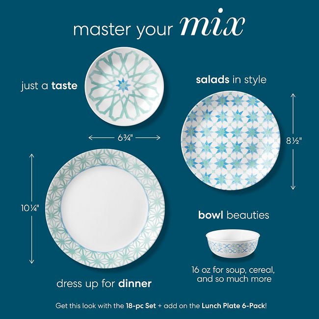 Amalfi Verde 6.75" Appetizer Plates, 6-pack