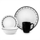 Black and White 16-piece Dinnerware Set, Service for 4