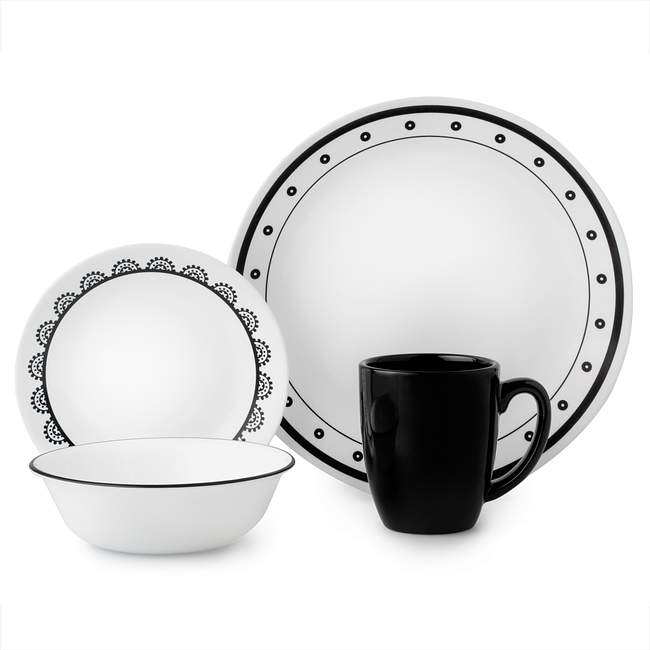 Livingware™ Black & White Mix and Match Set 16-pc Dinnerware Set