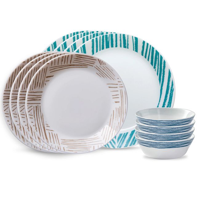 Everyday Expressions Glass Geometrica 12-piece Dinnerware Set, Service for 4