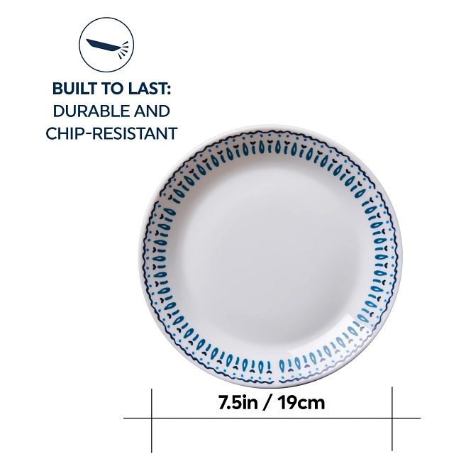 Everyday Expressions Glass Azure Medallion 7.5" Salad Plates, 4-pack