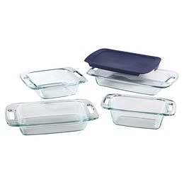 5-piece Glass Bakeware Set With Blue Lid | Pyrex