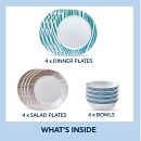 MilkGlass™ Geometrica 12-piece Dinnerware Set, Service for 4