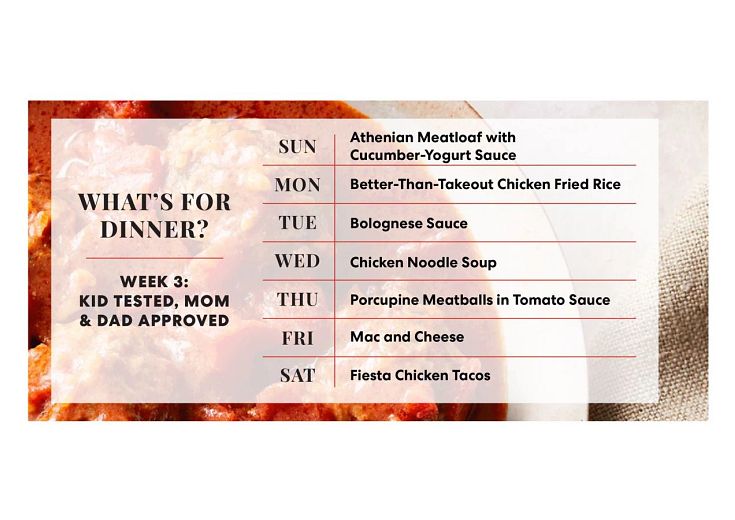 Kid Tested, Mom & Dad Approved weekly menu