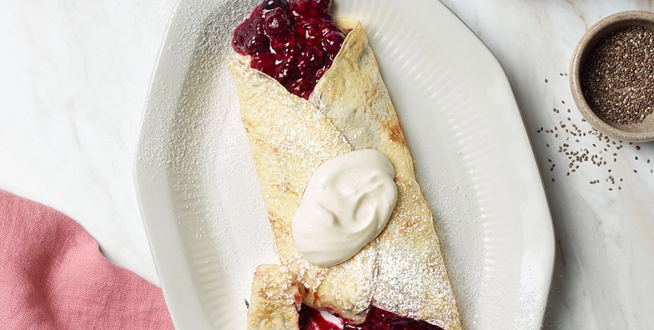 Chia Berry Crepes on plate