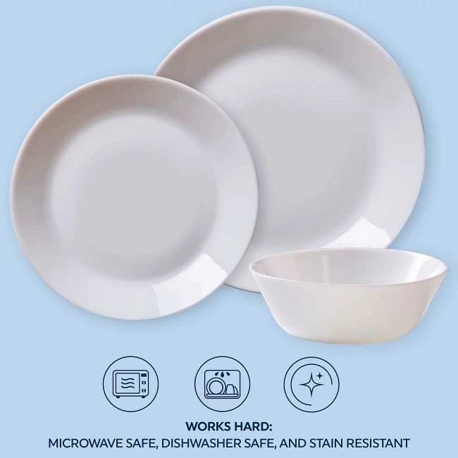 MilkGlass™ Bright White 12-piece Dinnerware Set, Service for 4
