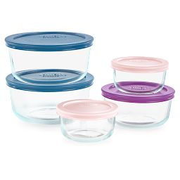 10-piece Glass Food Storage Container Set with Plastic Lids