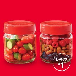 Pyrex Beyond Jars 4-pc 16-oz Snack Value Pack with text meal prep made simple