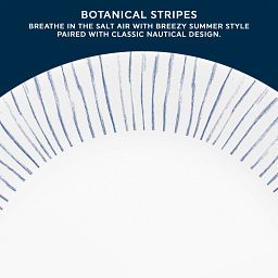 Botanical Stripes 10.25" Dinner Plates with text 6-piece dinner plate