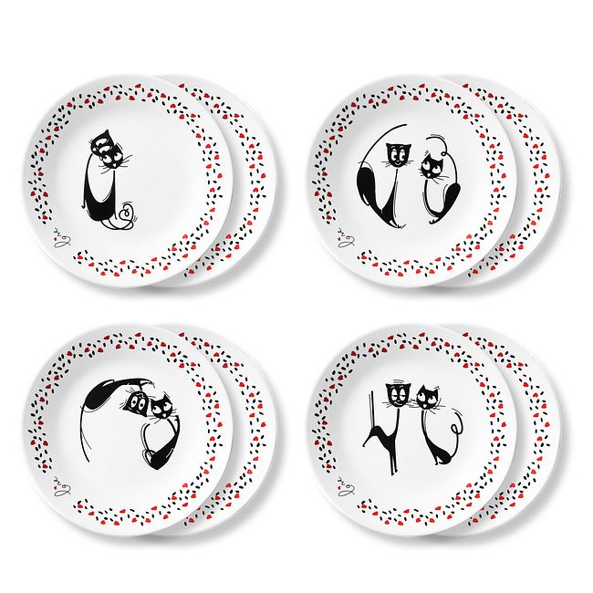 Loving Cats 6.75" Appetizer Plates, 8-pack