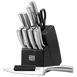 Malden™ 16-piece Stainless Steel Block Set with Chef Knife & Chop Assist in front of block