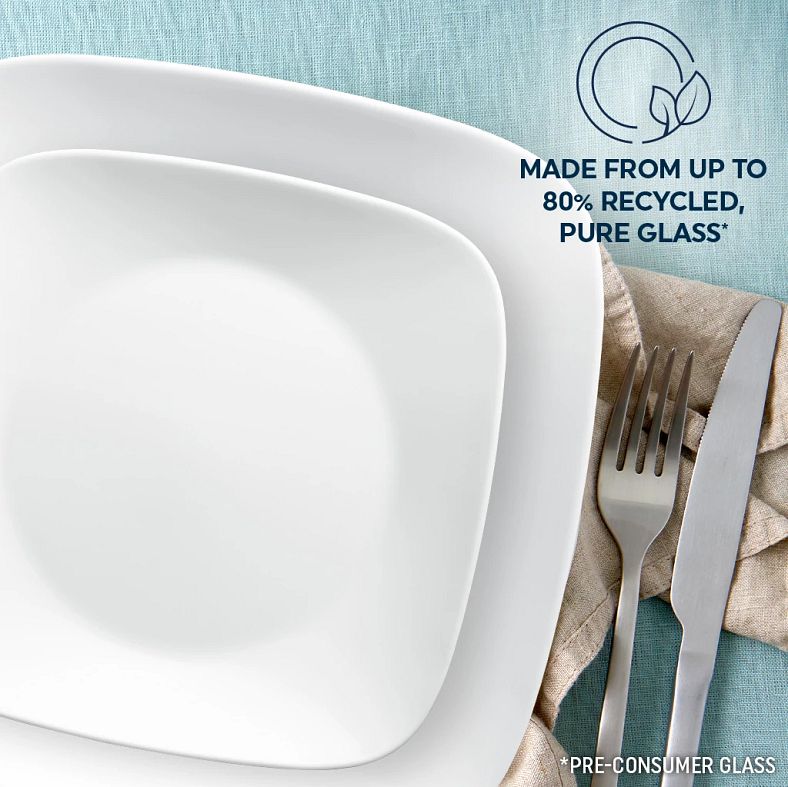 Pure White Square Piece Dinnerware Set Service For Corelle