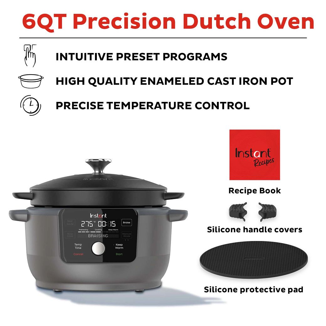 Instant™ Precision 6quart Dutch Oven, Black Lid Instant Home