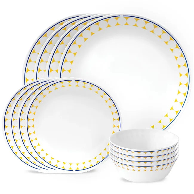 MilkGlass Harmony Pops 12 piece Dinnerware Set Service for 4