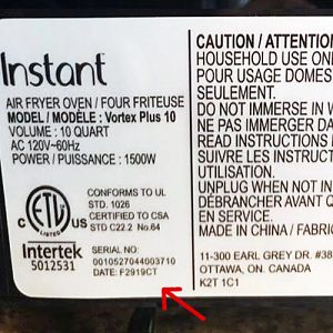 instant pot model numbers