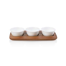 Coordinates Small Dip Tray Set includes 3 Winter Frost White Dip Bowls