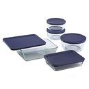 10-piece Glass Food Storage Container Set with Blue Lids