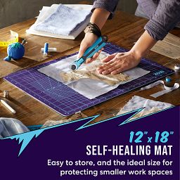 Zoid Reversible 3mm Self-Healing Mat with text Two-tone reversible, high contrast purple and blue sides offer greater visibility