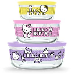 6-piece Glass Storage Set: Hello Kitty® (2cup-yellow; 4-cup pink; 7-cup purple)