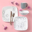 Night Blooms Gray 16-piece Dinnerware Set, Service for 4