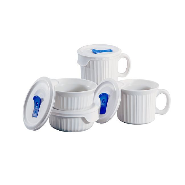 French White 8-piece Meal Mug and Casserole Set