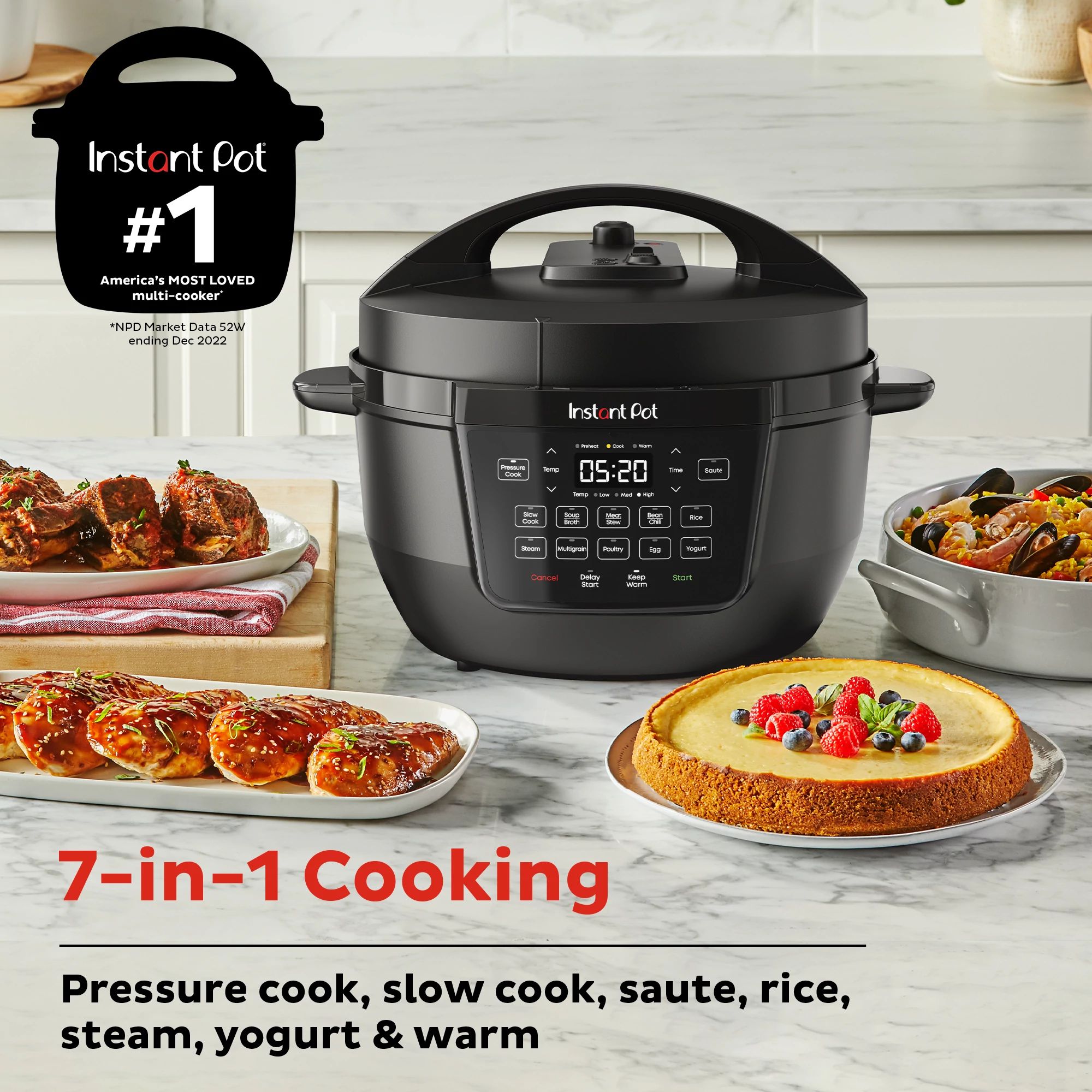 Instant Pot Pro 10-in-1 Pressure Cooker, Slow Cooker, Rice/Grain Cooker,  Steamer, Saute, Sous Vide, Yogurt Maker, Sterilizer, and Warmer, 6 Quart 