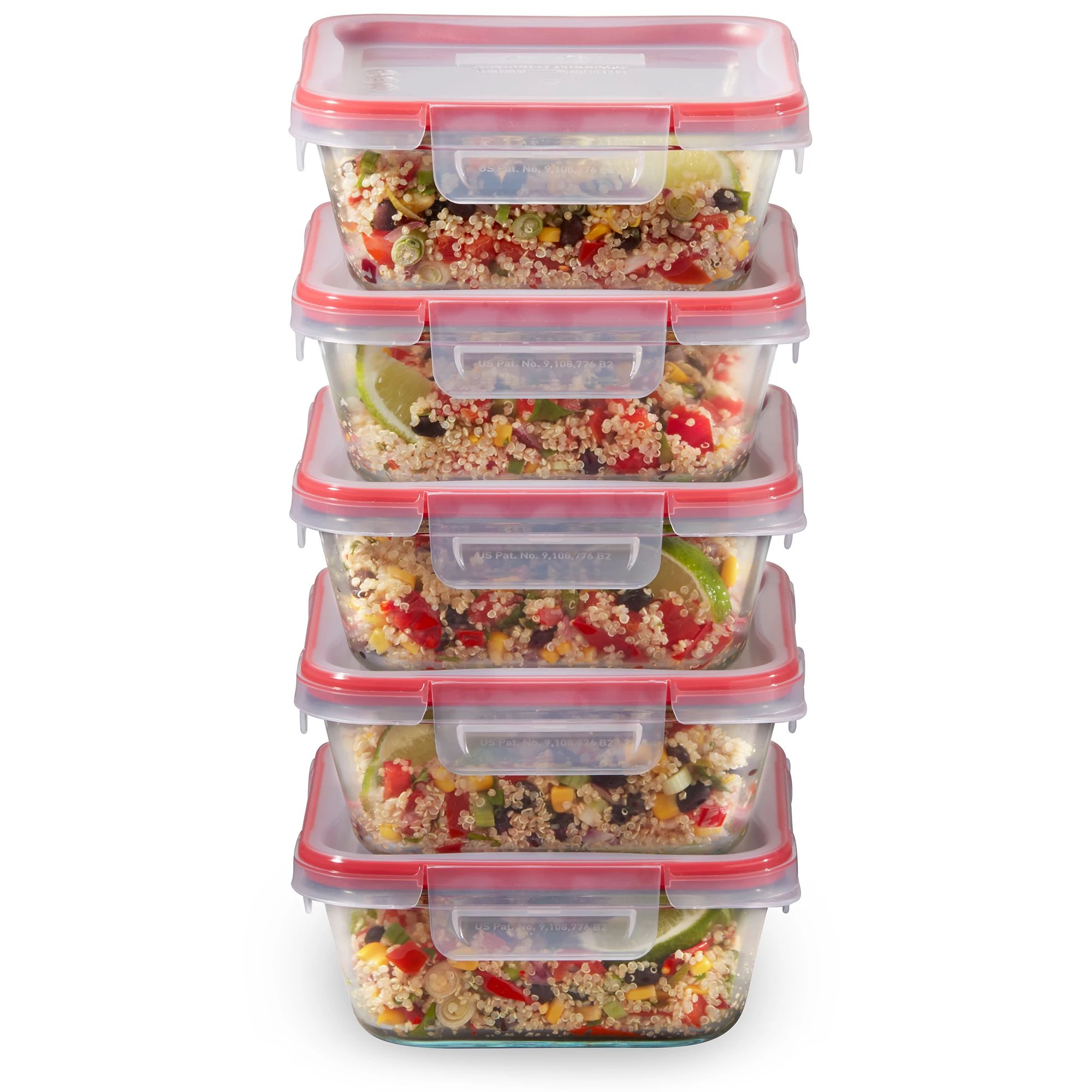 Glass Bamboo Lids, Meal Prep Containers Storage, 5 Pack, Pantry