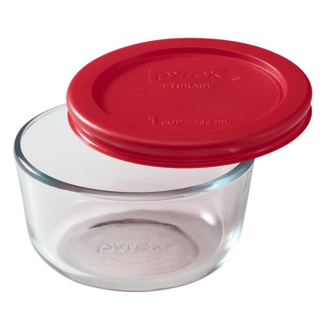 1-cup Glass Food Storage Container with Red Lid