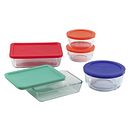 10-piece Glass Food Storage Container Set with Assorted Colored Lids