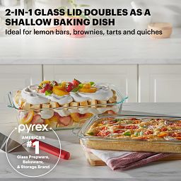 text Deep baking dish fits more layers perfect for lasagna & roasted meats