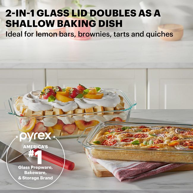 Deep 9 x 13 Rectangular Glass Baking Dish with Sage Green Lid