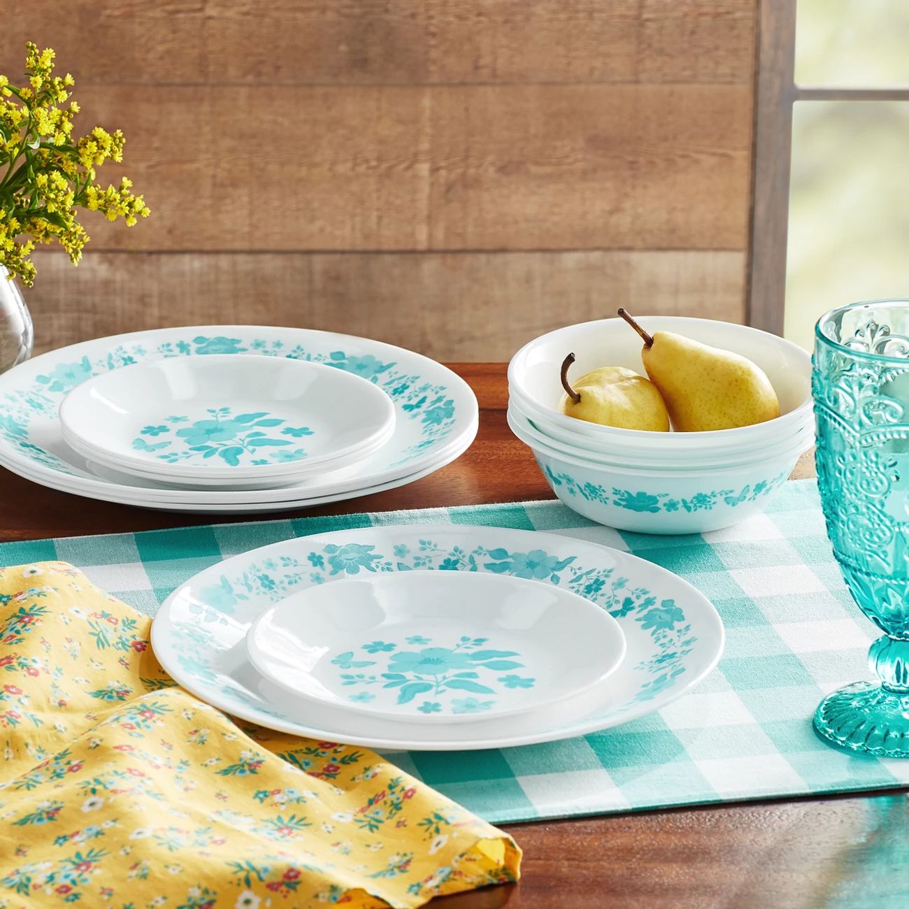 The Pioneer Woman 12-piece Dinnerware Set, Evie, Teal | Corelle