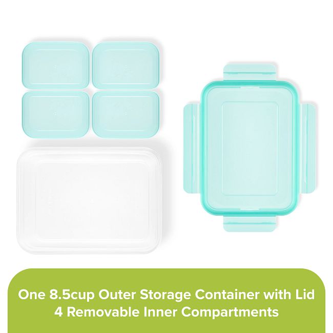 Meal Prep Divided: 8.5-cup Rectangle Storage Container, 4-Section