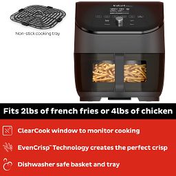 Vortex Plus 6-quart ClearCook Air Fryer with text Use up to 60% less energy