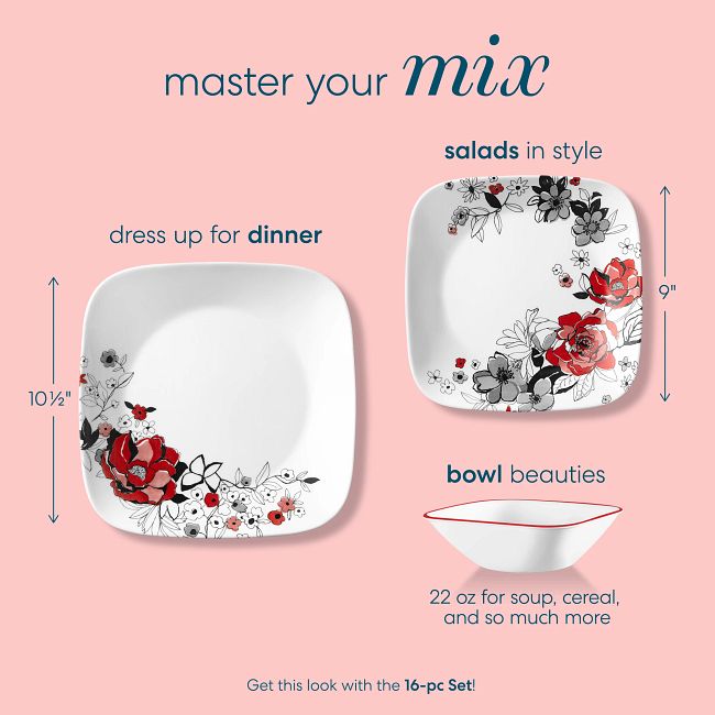 Chelsea Rose 16-piece Dinnerware Set, Service for 4