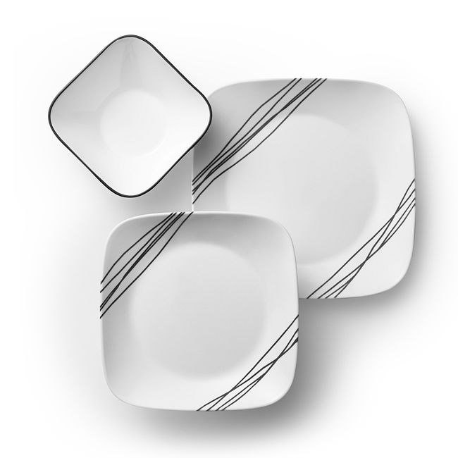 Square Simple Sketch 18-piece Dinnerware Set, Service for 6