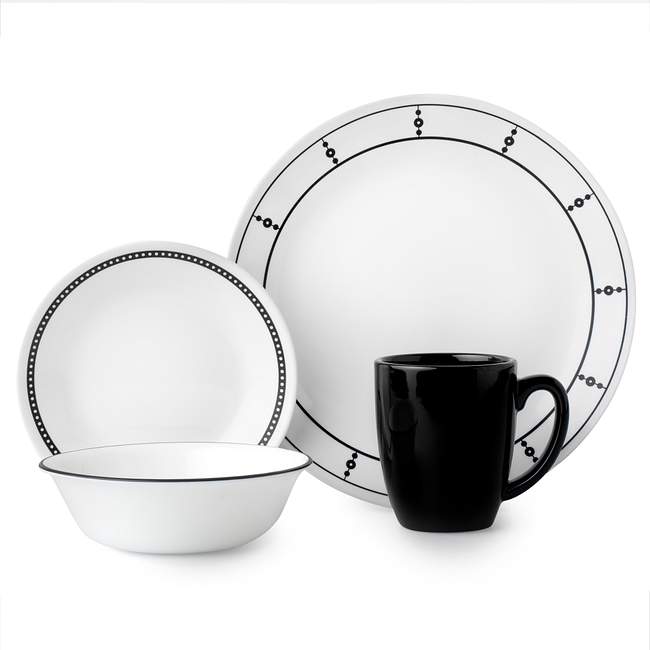 Livingware™ Black & White Mix and Match Set 16-pc Dinnerware Set