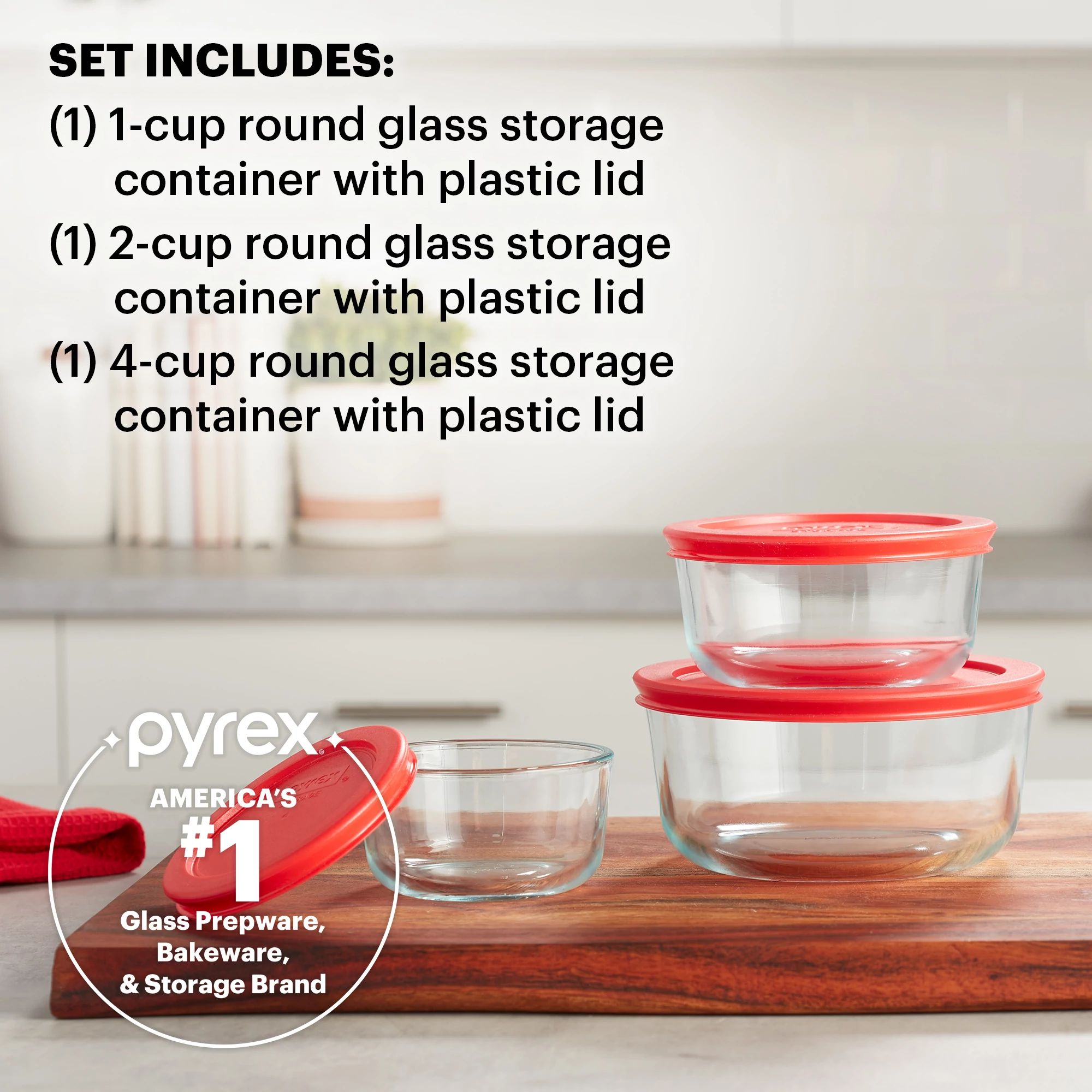 Pyrex Disney 100 Year Anniversary 4-Cup Round Glass Storage Container with  Airtight Lid, 2-Piece 