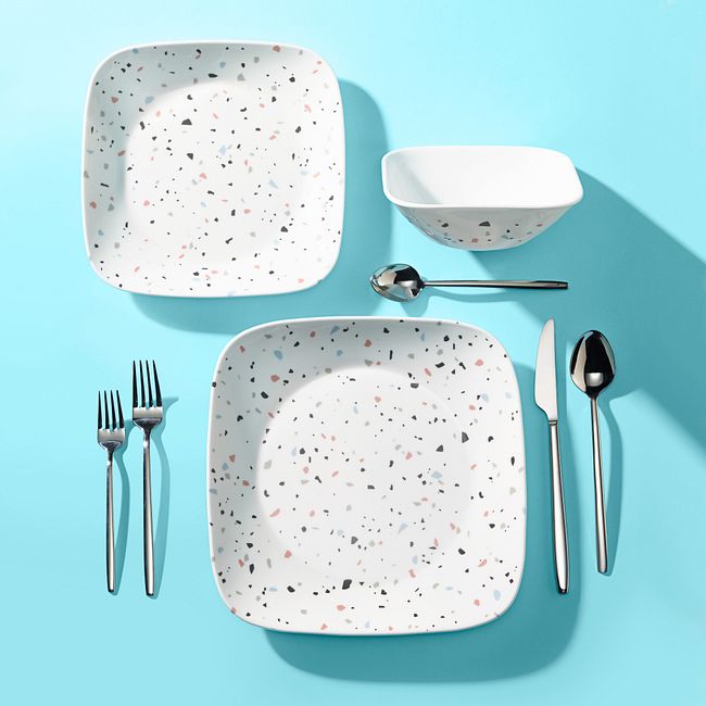 Terrazzo Rosa Square 18-piece Dinnerware Set, Service for 6