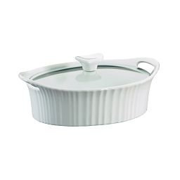 French White® 1.5-qt Oval Casserole with Glass Lid