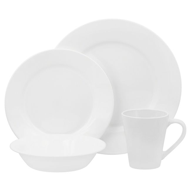 Shimmering White 16-piece Dinnerware Set, Set of 4